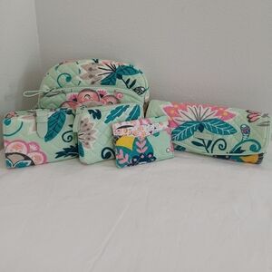Vera Bradley 5 piece cosmetic,makeup brush,Wallet,coin